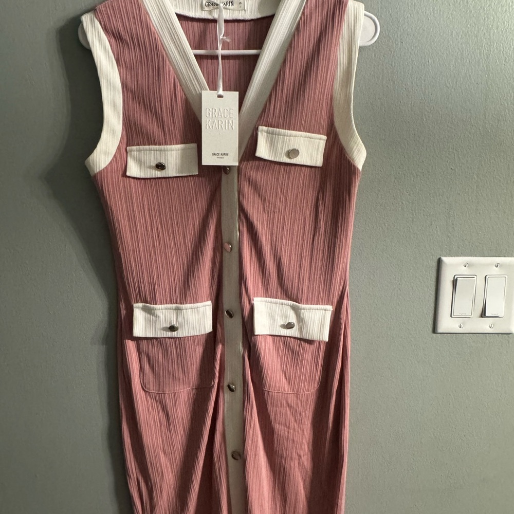 Grace Pink and Cream Sleeveless Dress
